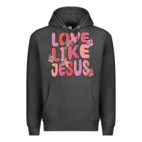 Charcoal Heather love like jesus Premium Hoodie - MaliasSmallBusiness