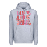 Heather Grey love like jesus Premium Hoodie - MaliasSmallBusiness