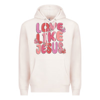 Pale Pink love like jesus Premium Hoodie - MaliasSmallBusiness