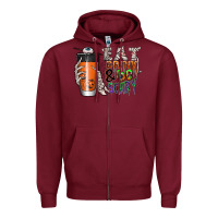 Burgundy Eat drink be scary Zipper Hoodie - CowhideDigitalArt
