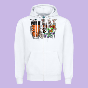 Eat Drink Be Scary Zipper Hoodie Designed By Cowhidedigitalart