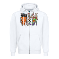 White Eat drink be scary Zipper Hoodie - CowhideDigitalArt