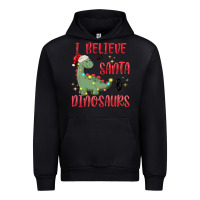 Black i believe in santa & dinosaurs Urban Hoodie - MaliasSmallBusiness