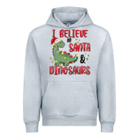 Heather Grey i believe in santa & dinosaurs Urban Hoodie - MaliasSmallBusiness