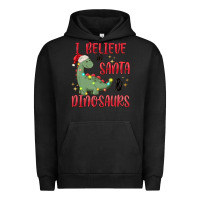 Pigment Black i believe in santa & dinosaurs Urban Hoodie - MaliasSmallBusiness