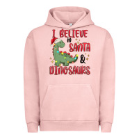 Pigment Salmon i believe in santa & dinosaurs Urban Hoodie - MaliasSmallBusiness