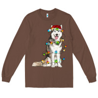 Chestnut husky with christmas lights Long Sleeve Tee - RanaPortraitStore