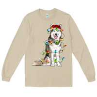 Mushroom husky with christmas lights Long Sleeve Tee - RanaPortraitStore