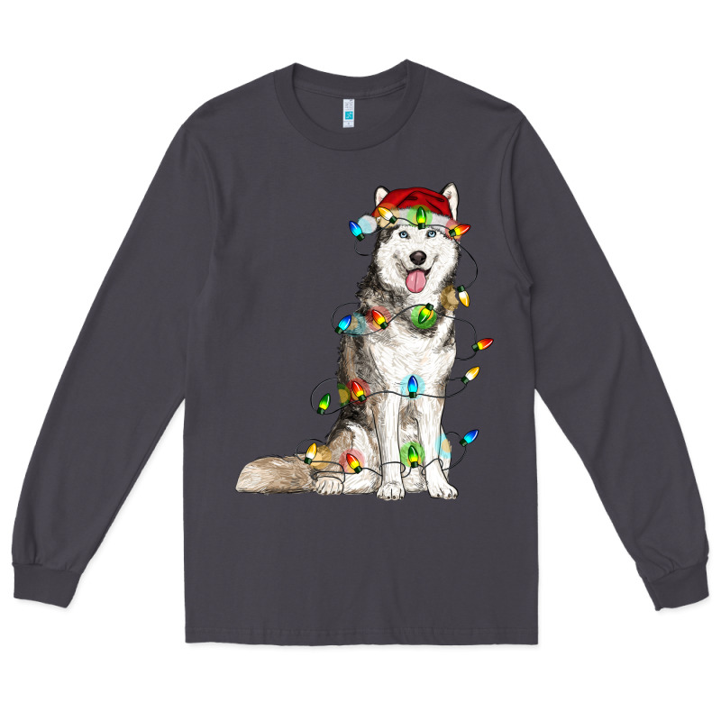 Husky With Christmas Lights Long Sleeve Tee by RanaPortraitStore | Teevron