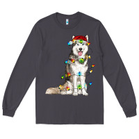 Smoke husky with christmas lights Long Sleeve Tee - RanaPortraitStore