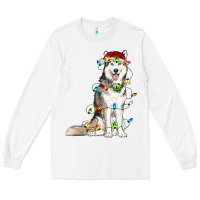 White husky with christmas lights Long Sleeve Tee - RanaPortraitStore