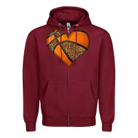 Burgundy basketball heart Zipper Hoodie - HRA Design Shop