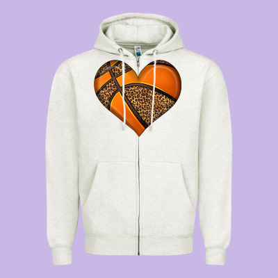 Basketball Heart Zipper Hoodie Designed By Hra Design Shop