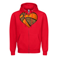 Red basketball heart Zipper Hoodie - HRA Design Shop