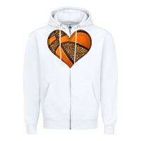 White basketball heart Zipper Hoodie - HRA Design Shop