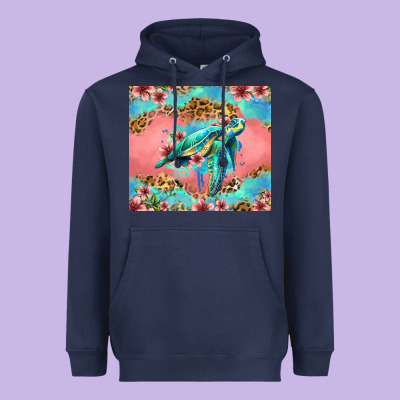 Floral Turtle Heavyweight Hoodie Designed By Jasminsmagicworld