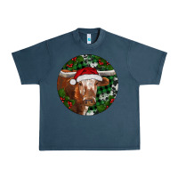 Midnight Navy Longhorn Cow Christmas Urban Heavy Tee - RanaPortraitStore