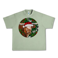 Oil Green Longhorn Cow Christmas Urban Heavy Tee - RanaPortraitStore