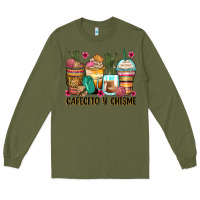 Army Green cafecito y chisme coffee cups Long Sleeve Tee - Zillion Design Studio