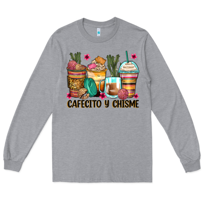 Cafecito Y Chisme Coffee Cups Long Sleeve Tee by Zillion Design Studio | Teevron
