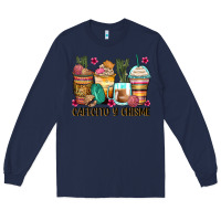 Navy cafecito y chisme coffee cups Long Sleeve Tee - Zillion Design Studio