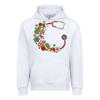 White custom name christmas stethoscope Urban Hoodie - MaliasSmallBusiness