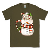 Army Green Christmas Snowman Coffee Cup Classic Tee - FaDigitalArtStudio