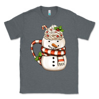 Charcoal Heather Christmas Snowman Coffee Cup Classic Tee - FaDigitalArtStudio