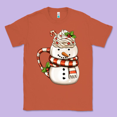 Christmas Snowman Coffee Cup Classic Tee Designed By Fadigitalartstudio