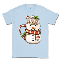 Dusty Blue Christmas Snowman Coffee Cup Classic Tee - FaDigitalArtStudio