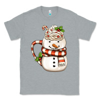 Heather Grey Christmas Snowman Coffee Cup Classic Tee - FaDigitalArtStudio