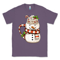 Lavender Christmas Snowman Coffee Cup Classic Tee - FaDigitalArtStudio