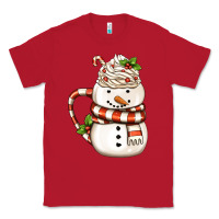 Red Christmas Snowman Coffee Cup Classic Tee - FaDigitalArtStudio