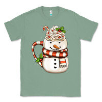 Sage Christmas Snowman Coffee Cup Classic Tee - FaDigitalArtStudio