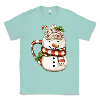 Seafoam Christmas Snowman Coffee Cup Classic Tee - FaDigitalArtStudio