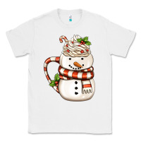 White Christmas Snowman Coffee Cup Classic Tee - FaDigitalArtStudio