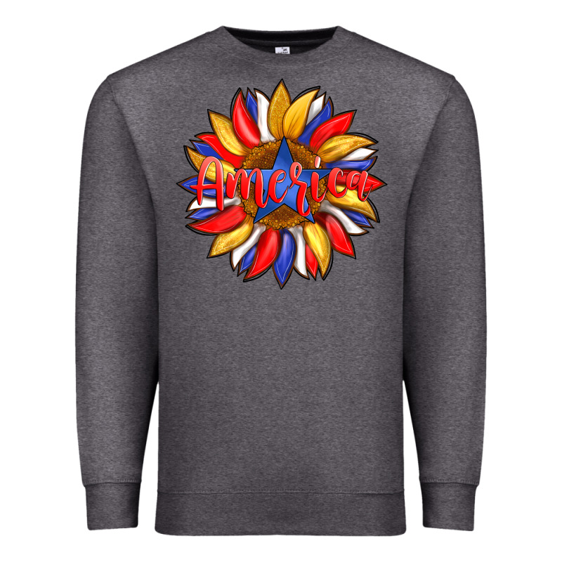 America With American Flag Colors And Sunflower With Star Premium Sweatshirt by Artiststas | Teevron