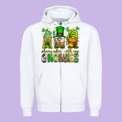 St. Patrick's Day Shamrockin' With My Gnomies Zipper Hoodie Designed By Neo Western