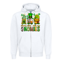 White St. Patrick's Day shamrockin' with my gnomies Zipper Hoodie - Neo Western
