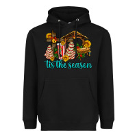 Black tis the seasin with christmas cake abd jesus Heavyweight Hoodie - AdoDesignShop