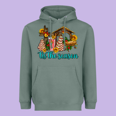 Tis The Seasin With Christmas Cake Abd Jesus Heavyweight Hoodie Designed By Adodesignshop