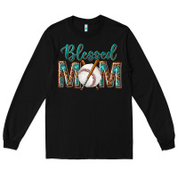 Black western blessed mom with baseball Long Sleeve Tee - texasbilliewilder