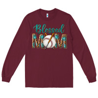 Burgundy western blessed mom with baseball Long Sleeve Tee - texasbilliewilder