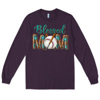Plum western blessed mom with baseball Long Sleeve Tee - texasbilliewilder