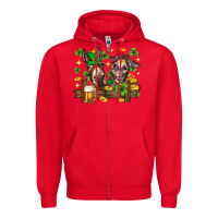 Red St. Patrick's Day donkey Zipper Hoodie - Neo Western
