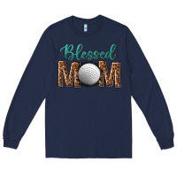 Navy western blessed mom with hockey Long Sleeve Tee - texasbilliewilder