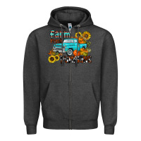Charcoal Heather farm fresh pumpkin Zipper Hoodie - CowhideDigitalArt
