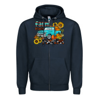 Navy farm fresh pumpkin Zipper Hoodie - CowhideDigitalArt