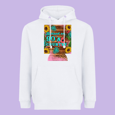 Raised 90's Country Guitar Cactus Sunflower's 12 Oz Can Cooler (regula Heavyweight Hoodie Designed By Artiststas