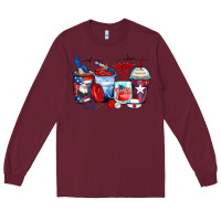 Burgundy American nurse coffee cups Long Sleeve Tee - Zillion Design Studio
